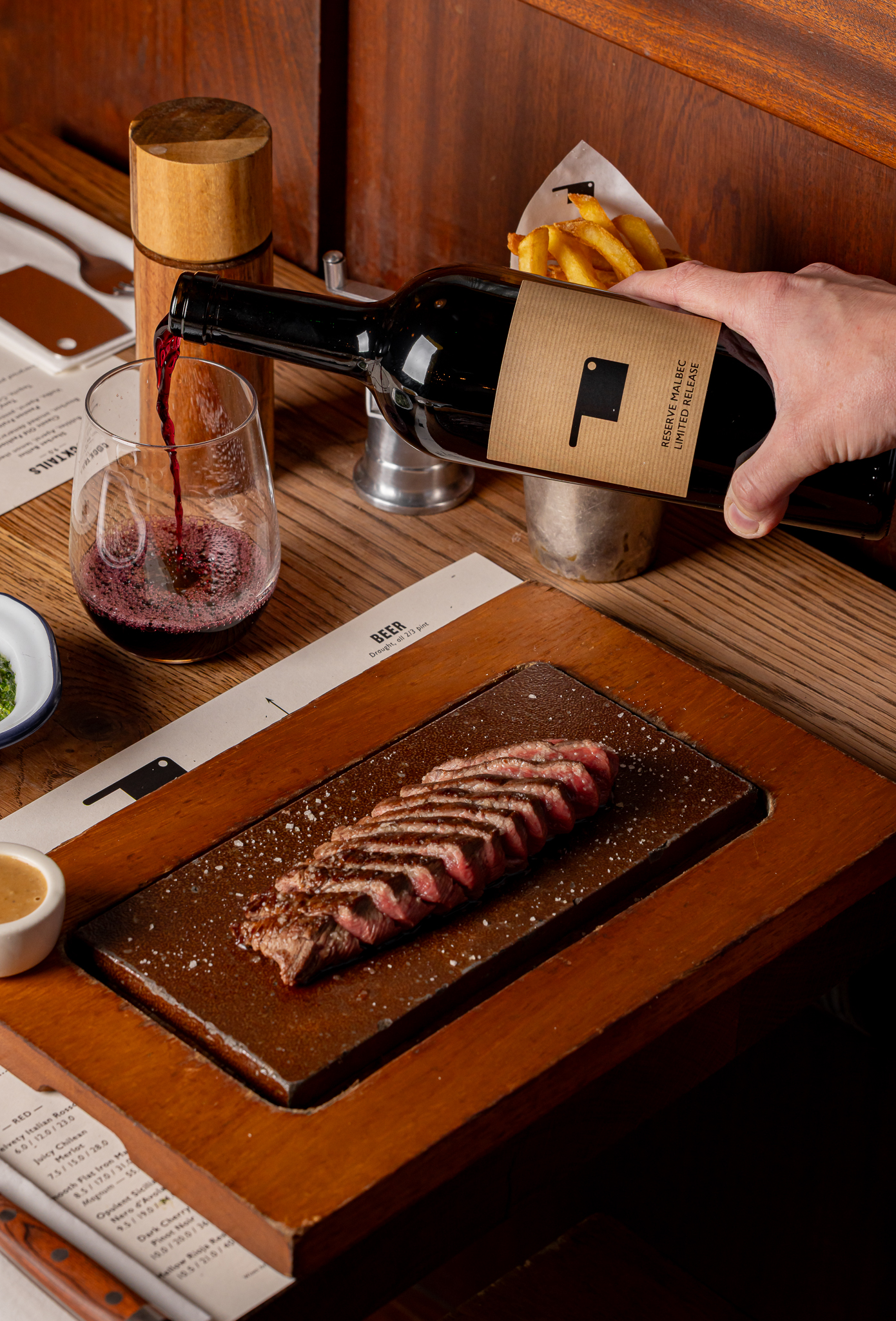 Flat Iron Steak and Malbec Wine
