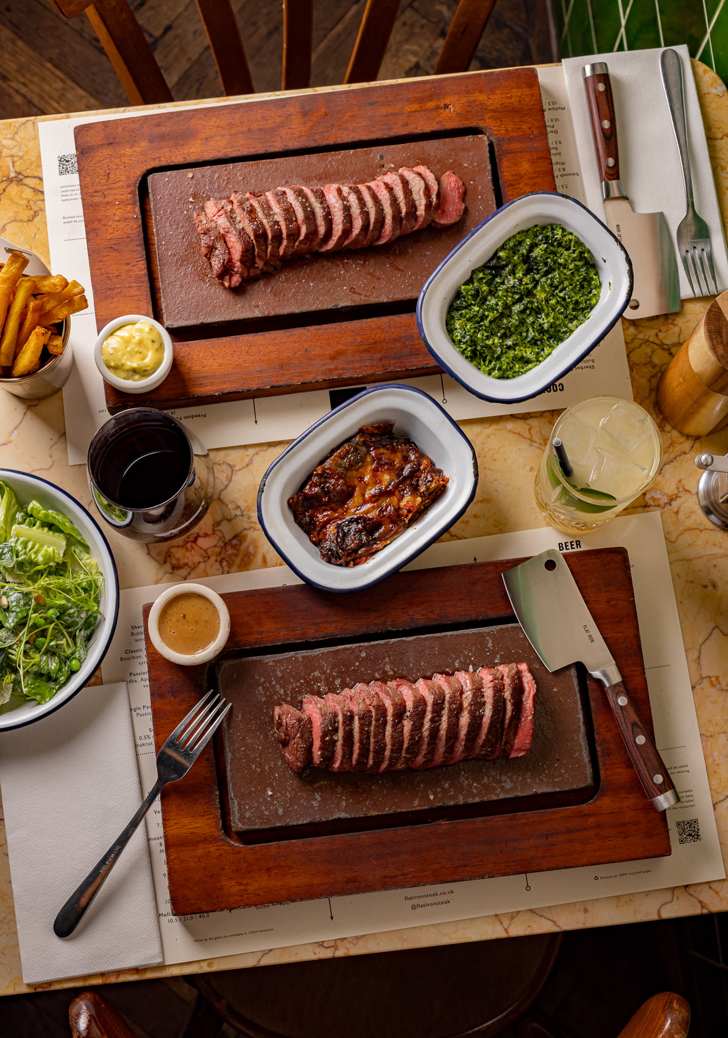 Flat Iron Steak and sides
