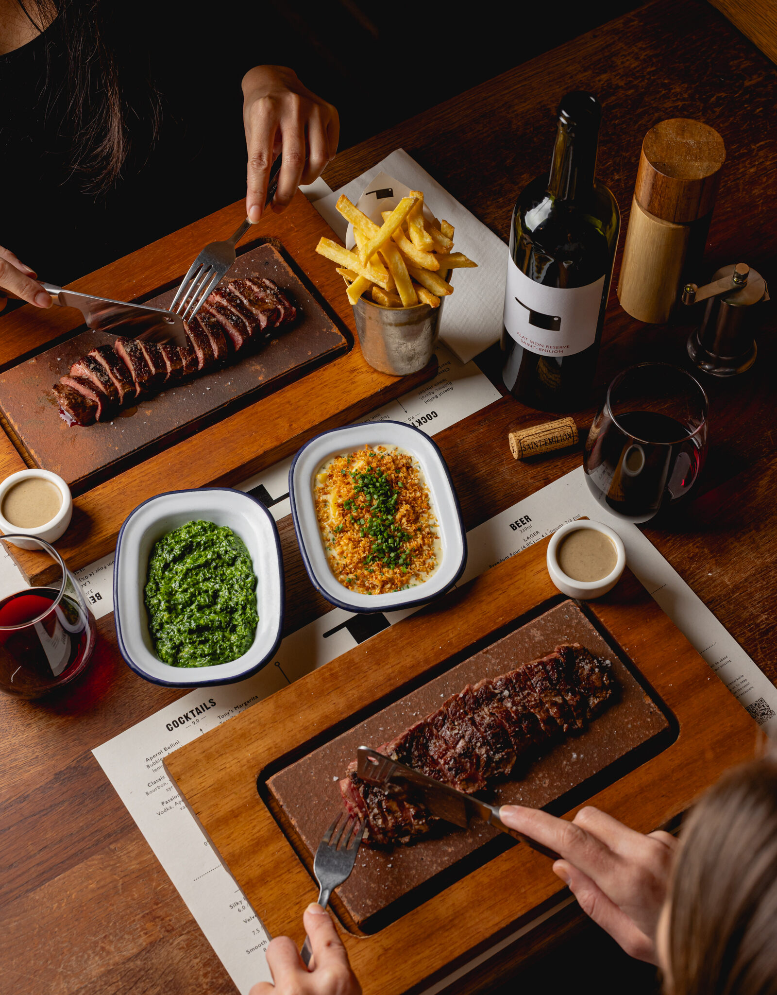 Flat Iron Steak and sides