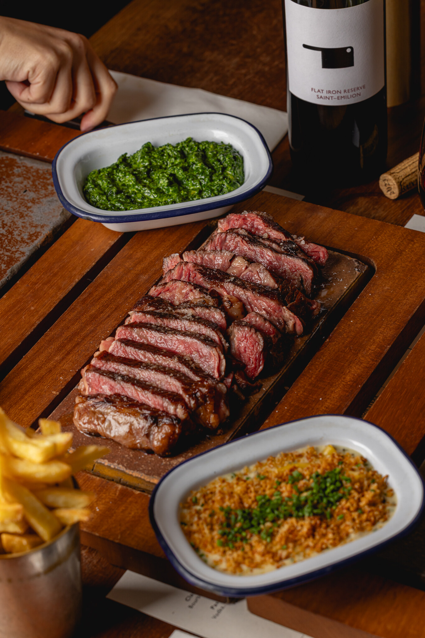 Flat Iron Steak and sides