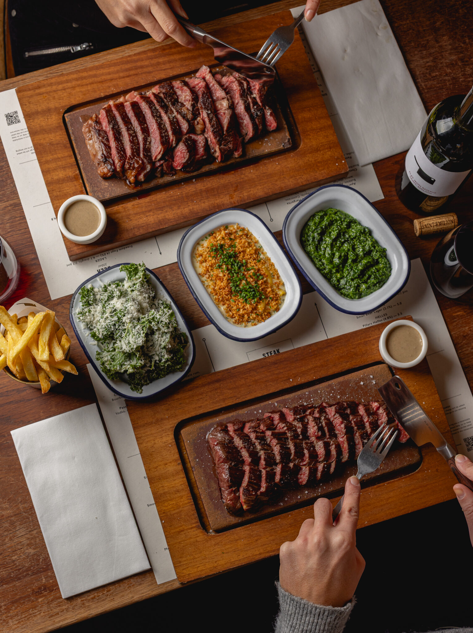 Flat Iron Steak and sides