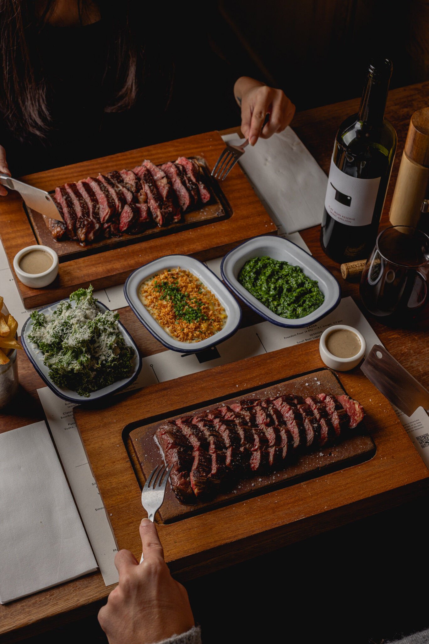 Flat Iron Steak and sides