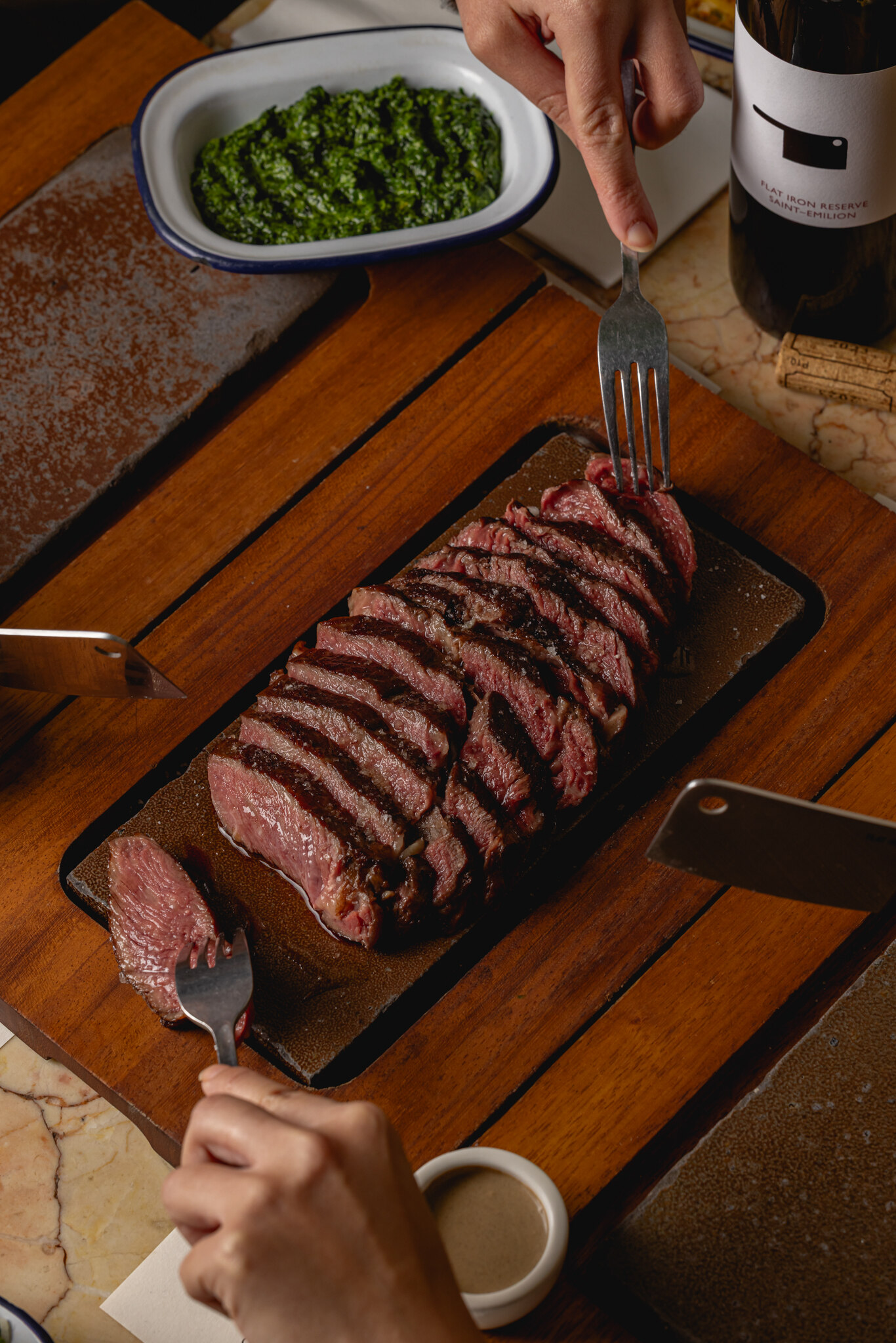 Flat Iron Steak and sides
